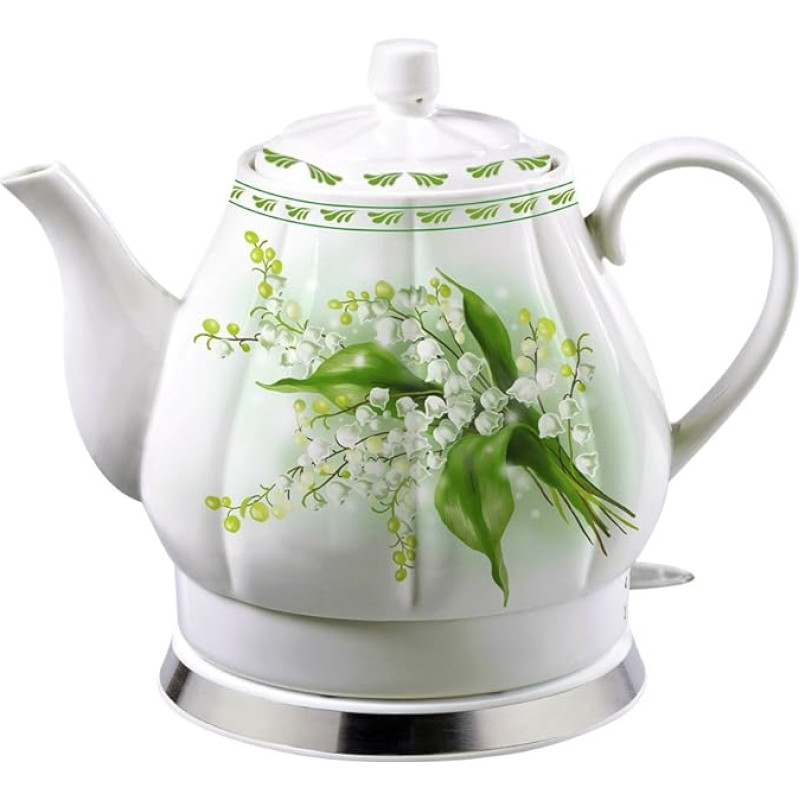 Kettle 1.7 Litre 1500-1600 Watt Porcelain Kettle Lily of the Valley