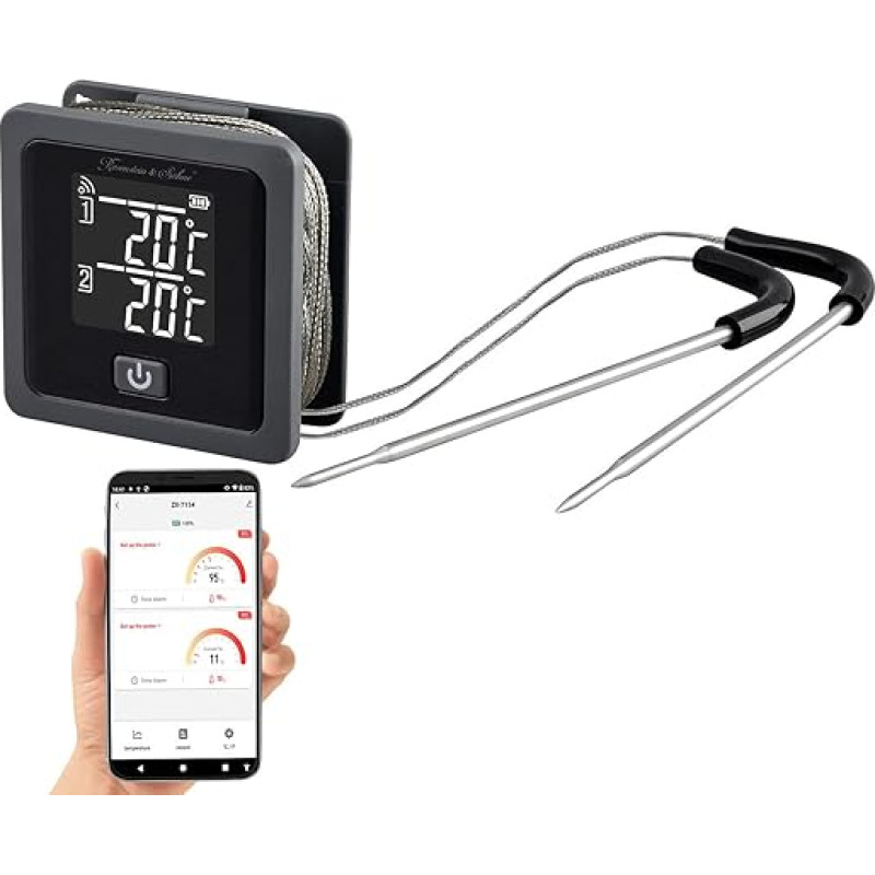 Rosenstein & Söhne Oven Thermometer: Smart Grill & Roasting Thermometer, 0-300°C, Bluetooth, App (Grill Thermometer Bluetooth, Grill Thermometer Android, Gift Men)