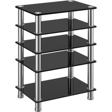 Rfiver HiFi Rack Glass 5 Levels HiFi Shelf 600 x 400 x 800 mm Phono Rack Turntable Stand TV Shelf Furniture Stainless Steel Tempered Glass