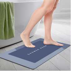 DecroXmas Diatom Mud Floor Mat Absorbent Diatomite Bath Mat Blue Non-Slip Bathroom Floor Mats for Home Kitchen Bedroom Bathroom 50 x 80 cm