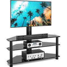 Universal TV Entertainment Center,Media Towers TV Furniture, Floor Corner 3-in-1 TV Stands with Swivel Height Adjustable TV Mount Bracket for 32 to 65 inch TVs Black