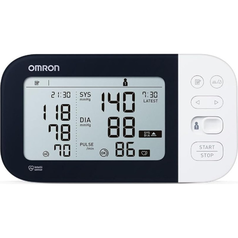 OMRON - Upper Arm Blood Pressure Monitor, M7 Intelli IT HEM-7361T-EBK, IntelliWrap Cuff 22-42 cm, Intellisense Technology, Clinically Validated, AFib, Blood Pressure and Pulse, Batteries and Bag