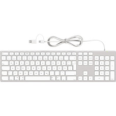 Juhtmega klaviatuur numbrilise klaviatuuriga Apple Mac OS jaoks, Elegantne täisalumiiniumist raam, Saksa QWERTZ paigutus, Plug-it-Play USB klaviatuur iMac/Mac Mini/MacBookile