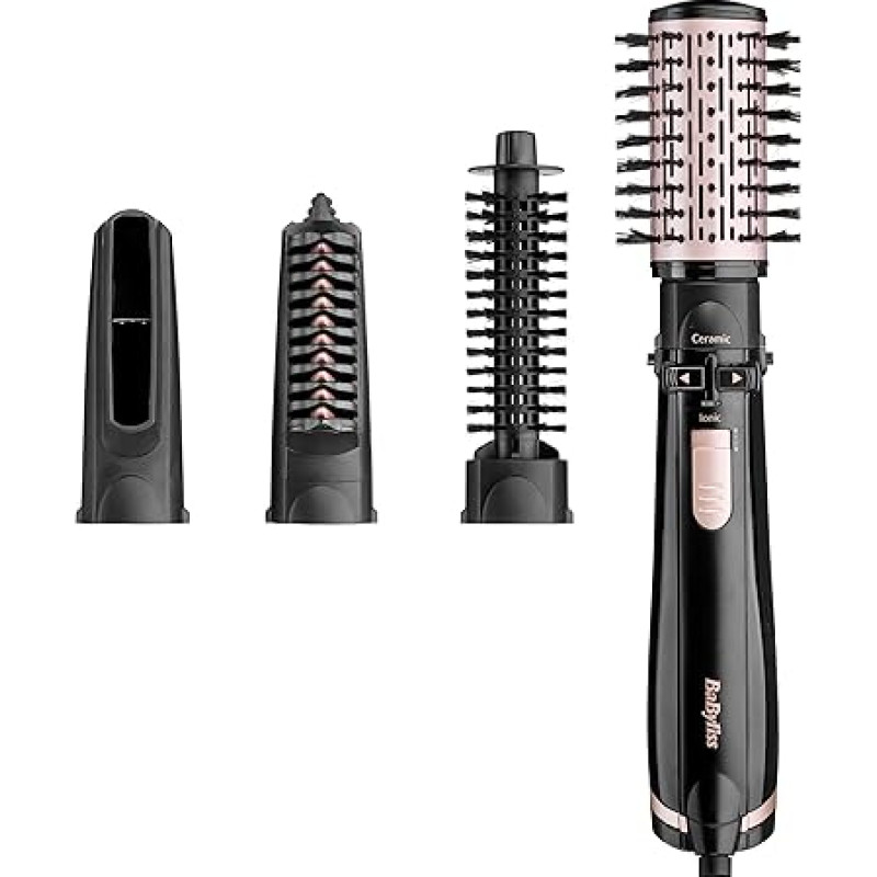 BaByliss AS200E Rotating Warm Air Brush Brush & Style Ionic komplekt, 1000 Watt, 4 lisatarvikut, must