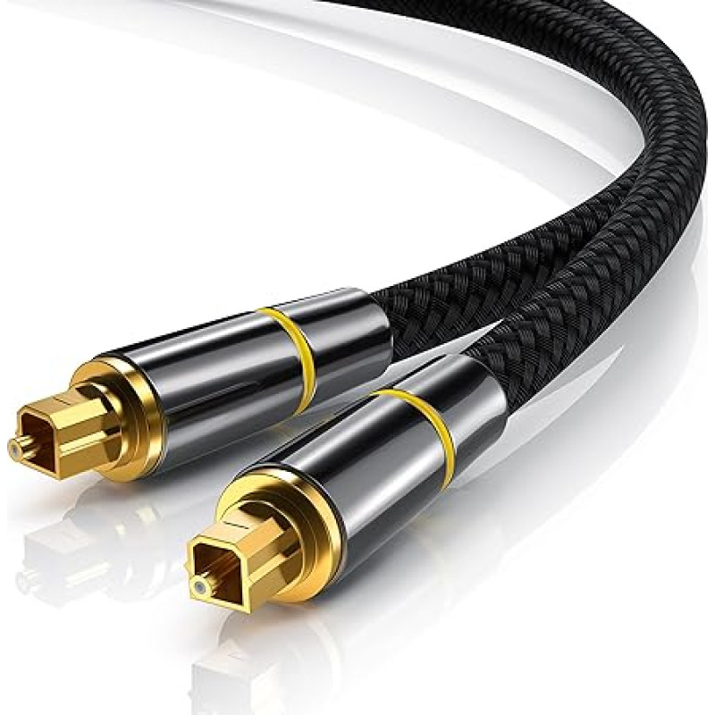 CSL - 10 m meetri pikkune HQ Platinum Toslink optiline digitaalkaabel - Toslink pistik - fiiberoptiline kaabel - metallist HQ pistik kullatud kontaktidega - kodumuusika HiFi konsoolides