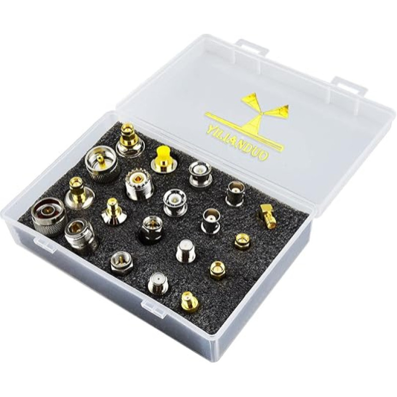 YILIANDUO 20 Type Set RF Coaxial Adapter Kit Universal SMA to SMA / BNC / N Type / F Type / UHF Srecker Socket Adapter for Wireless LAN Devices Coaxial Cable Wi-Fi Radios External Antenna with Case