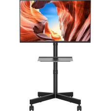 BONTEC TV Stand Rollable for 23-60 Inch Plasma/LCD/LED TVs, Portable with Laptop Shelf, Height-Adjustable Rollable TV Stand, TV Stand up to 25 kg, Max. VESA 400 x 400 mm