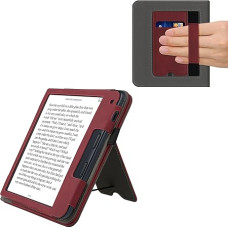 kwmobile Flip Case Compatible with Kobo Libra 2 - Hand Strap - Cover Dark Red