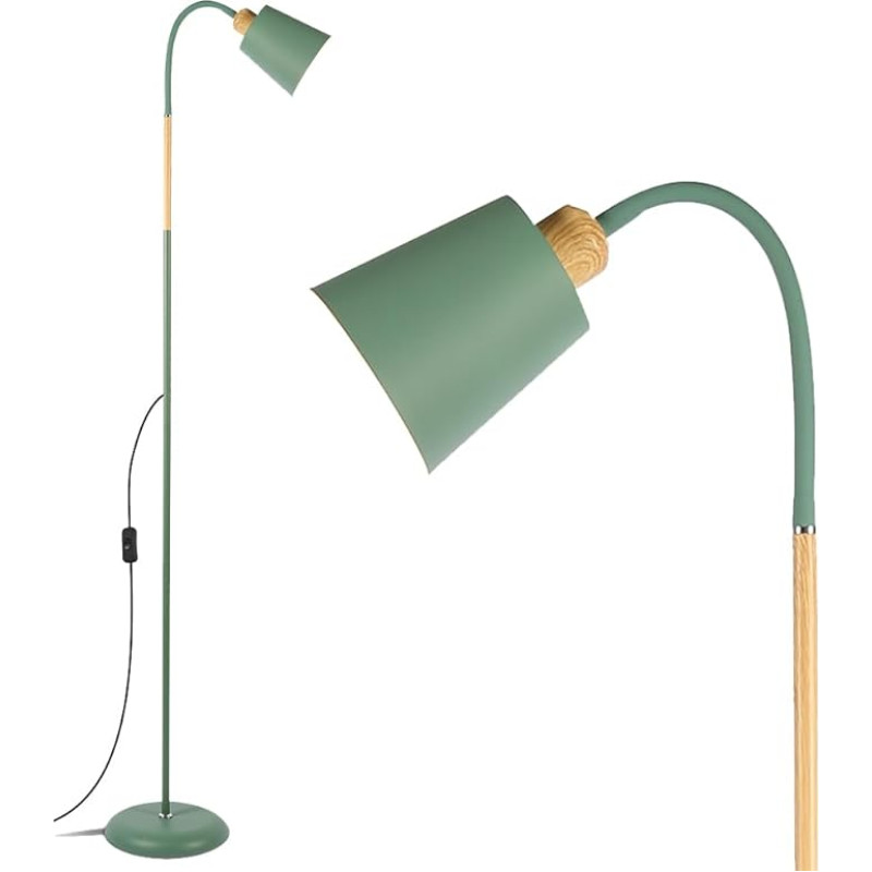 ANTEN Floor Lamp, Height-Adjustable Floor Lamp with Gooseneck and E27 Socket, 159 cm Reading Lamp for Living Room, Bedroom, Study, Modern in Sage Green (Light Bulb Not Included)