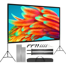 VISULAPEX 100-tolline ekraaniprojektor HD 4K kolmjalgne ekraan, 160-kraadise vaatenurgaga projektori ekraan koos statiiviga, mis on mõeldud kodukino, koosolekuruumi, pulmade jaoks.