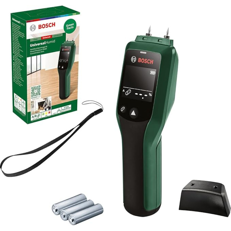 Bosch Holzfeuchtigkeitsmessgerät UniversalHumid (täpsed tulemused tänu Holzgruppenauswahl und LED-Ampel zur einfachen Interpretation, im Karton)