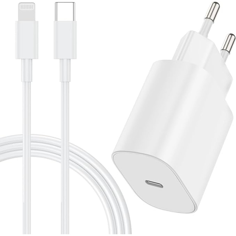 Kiirlaadija, 20 W USB C laadija koos laadimiskaabliga, 2 m originaal, C-tüüpi laadimisliides, toiteadapteri toiteallikas koos 6 ft Lightning-kaabliga Apple iPhone 13/12/11/14 Pro Max/XR/XS/8/Mini/iPadile