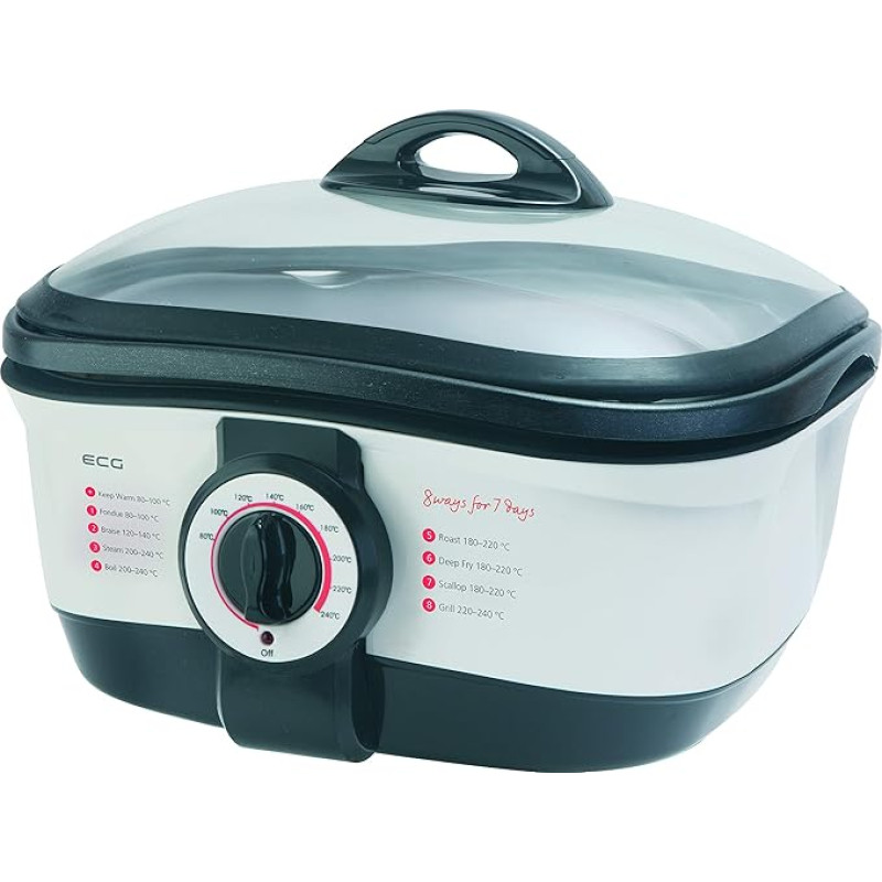 ECG MH 158, 1500W, 8 functions: fondue, braise, steam, boil, roast, deep fry, scallop, grill, 2,9 l pot size capacity, Removable bowl with non-stick coating, Plug adapter included