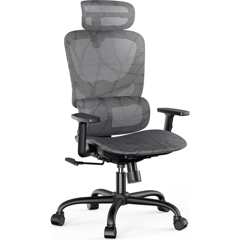 NOBLEWELL B¨¹rostuhl Ergonomic Desk Chair with Ring Lumbar ST¨¹TZE, 3D Armrests and Seat Depth Adjustable, Adjustable Rocker Function, Breathable Mesh (Black)