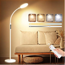 Floor Lamp LED Dimmable, 12 W 2-in-1 LED Floor Lamp, Reading Lamp with Remote Control and Touch Switch, 5 Colour Temperatures and 5 Brightness Levels, Modern Floor Lamp for Living Room, Bedroom,