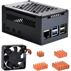 GeeekPi Raspberry Pi 5 alumiiniumist korpus, tugi PCIe M.2 NVMe SSD Shield Top X1001 / X1000 / N04 /N05 & Raspberry Pi 5 aktiivne jahuti