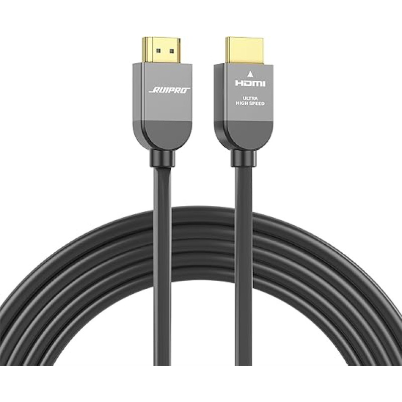 RUIPRO 8K sertifitseeritud HDMI 2.1 kaabel 5M Ultra HD High Speed 48Gbps 8K @ 60Hz 4K @ 120Hz Dynamic HDR eARC HDCP 2.2/2.3 ühildub Blu-ray mängija HDTV projektor kodukino TV Box mängudega
