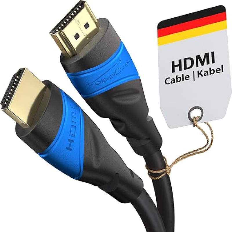 KabelDirekt 4K HDMI Cable, Available in 0.15–22.5 m Lengths (5 m), For Any HDMI Port, 4K@60 Hz, HDMI 2.0, High Speed with Ethernet, for Blu-ray, PS5, Xbox Series, Switch, Black