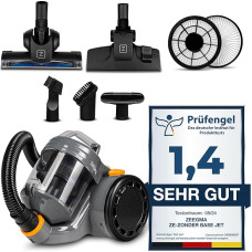 ZEEGMA Zonder Base Jet Staubsauger beutellos mit Set von Aufsätzen, Zyklontechnologie, PowerSuction Ausgangsleistung 4000 Watt, Turbobürste, 2 HEPA Filter, Staubbehälter 2L