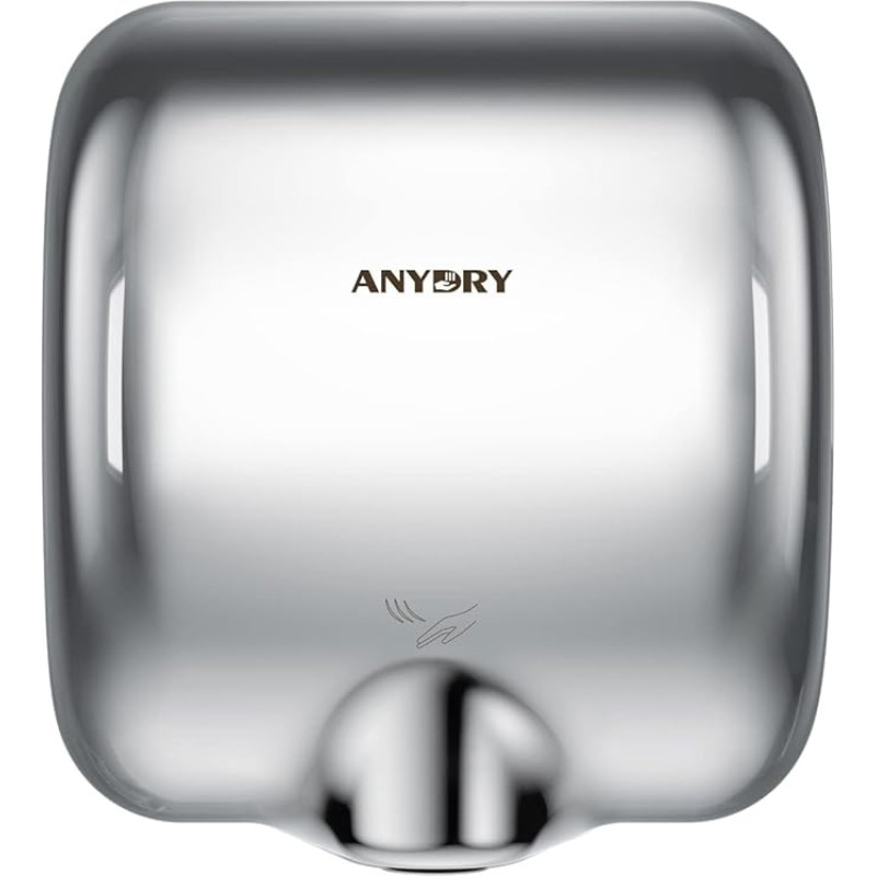 anydry 2800 Classic Electric Hand Dryer Automatic 8-12 Seconds Quick Dry Wall Mounted Polishing Stainless Steel 1400-1650W