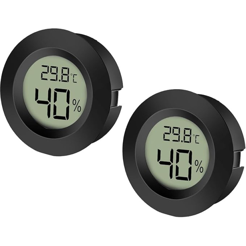 EEEKit Hygrometer Thermometer Digital LCD Monitor Indoor Outdoor Humidity Meter Gauge for Humidifiers Dehumidifiers Greenhouse Basement Babyroom Black Round