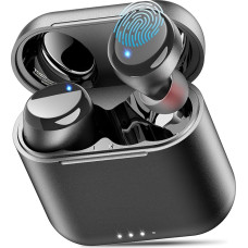 TOZO T6 Bluetooth Headphones, Wireless In-Ear Headphones, Touch Control, with Wireless Charging Case, IPX8 Waterproof Earphones, Bluetooth, Built-in Microphone, Premium Deep Bass Earphones for Sports,