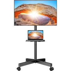Perlegear TV Stand Rollable, Mobile TV Stand with Wheels for 23-60 Inch LCD/LED TV Trolley with Tray Height Adjustable & Stable Home Display TV Trolley up to 40 kg, Max. VESA 400 x 400 mm