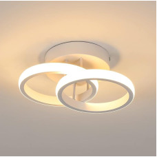 Goeco LED Ceiling Light, 2 Bulbs, Modern Round Design Ceiling Light, 3000 K Warm White Light, 22 W LED Lamp, Silicone Cover, LED Light for Living Room, Bedroom, Kitchen (White Model 1)