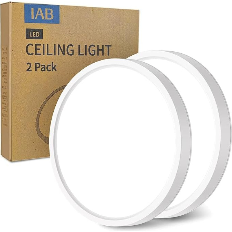 IAB 2 x LED laevalgusti lame laevalgusti LED 4000 K kaasaegne ümmargune valge lamp IP44 veekindel vannitoa valgusti Ultra õhuke läbimõõt 23 cm LED laevalgusti vannitoa/eluruumi jaoks