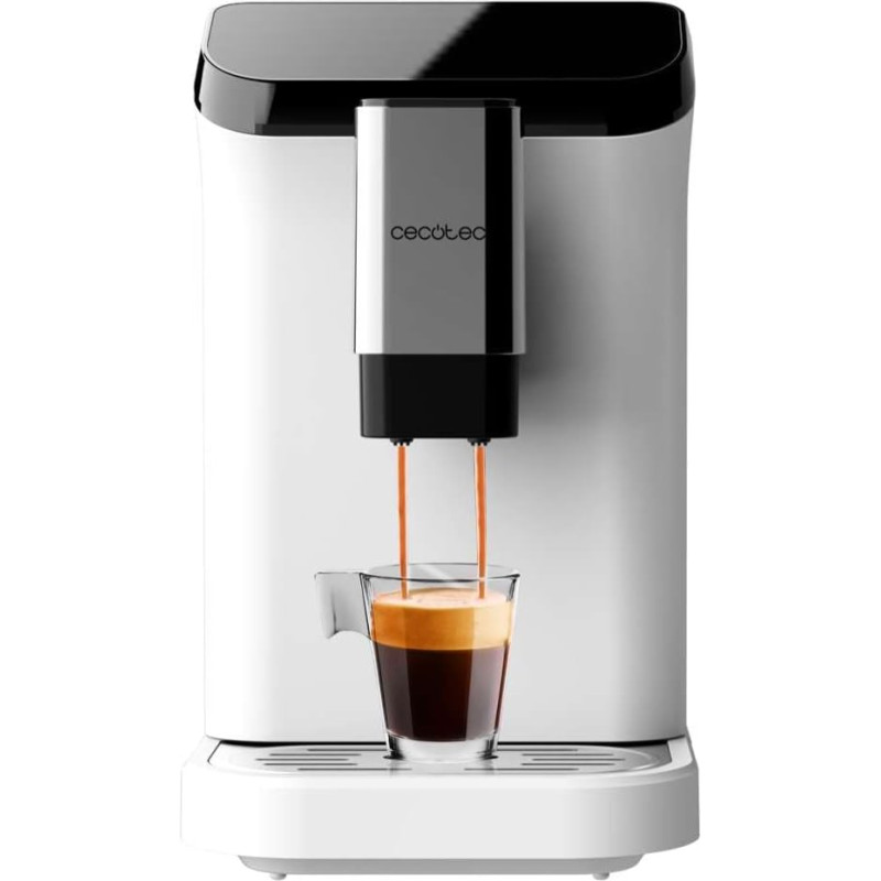 Cecotec Superautomatische Kaffeemaschine Cremmaet Macchia White. 1350 W, Thermoblock, 19 Bar Pumpendruck, Plug&Play-System, Kaffeevorratsbehälter mit integrierter Mühle, Automatische Reinigung.