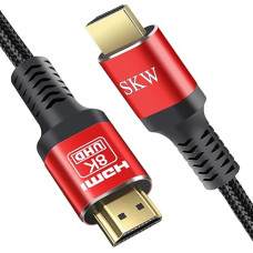 HDMI 2.1 kaabel 8K @ 60Hz 4K @ 120Hz 48Gbps, ülikiire HDMI kaabel ühildub PS5, Xbox, Samsung TV, LG TV (punane, 7,6 m)