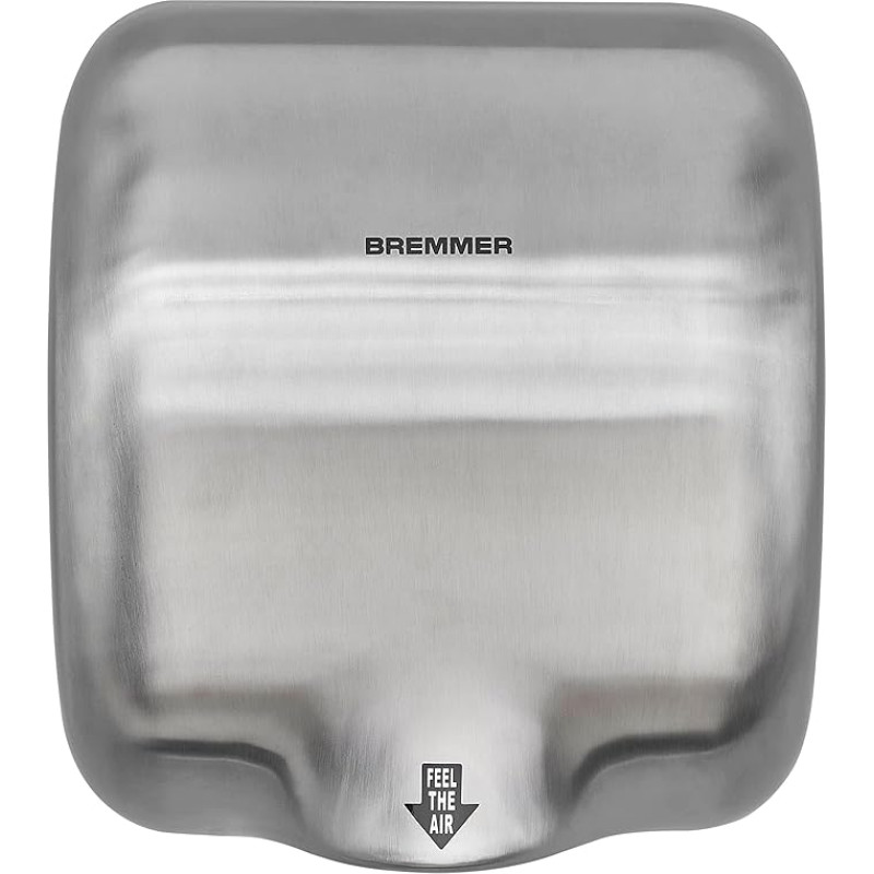 Bremmer Generic Turbo käekuivati suure kiirusega, madala energiakuluga, keskkonnasõbralik, elektriline kuivati, elektriline käekuivati tualettruumide jaoks Commercial Brushed Steel (harjatud teras)