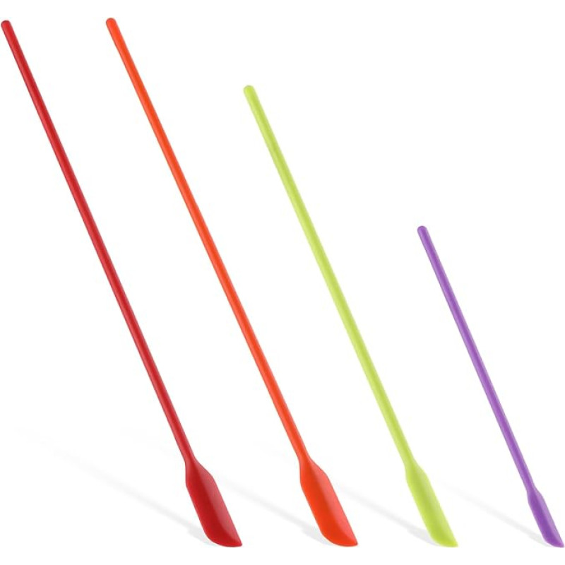Dimeho Pack of 4 Mini Silicone Dough Scraper Spatulas Slim Long Ladle Make Up Spatula Small Spatula for Beauty Applications Not Stick Dishwasher Safe for Kitchen Narrow Ballle Cosmetics