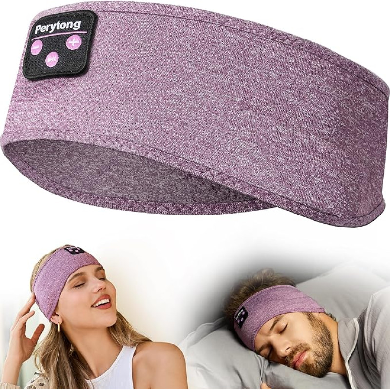 Perytong Sleep Headphones, Bluetooth Sports Headband Headphones with Ultra Thin HD Stereo Speakers, Perfect for Sleeping, Exercising, Jogging, Yoga, Insomnia, Air Travel, Meditation