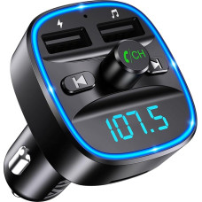 Oria Bluetooth FM Transmitter, Car Radio Adapter With Microphone and 2 USB Chargers