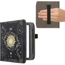 kwmobile Flip Case Compatible with Pocketbook Era/Era Colour - Front Compartment Hand Strap - Tarot Cards Dark Blue Yellow Black