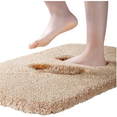 ROLIZOE Extremely Thick Bath Mat, Non-Slip Bath Mat, Highly Absorbent Bathroom Rug, Super Soft Bath Mat, Microfibre Bath Mat, Machine Washable, 40 x 60 cm, Beige