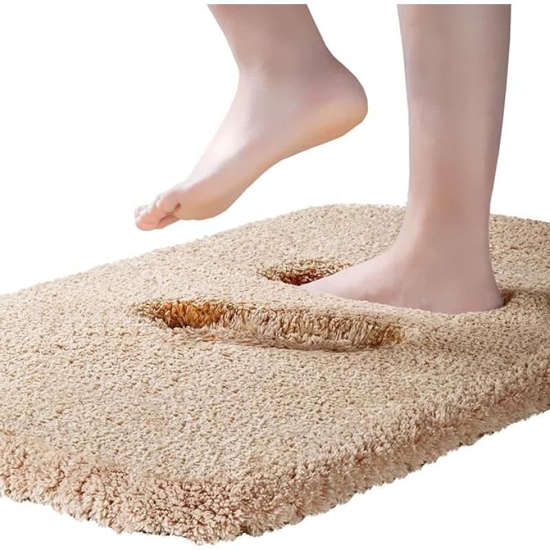 ROLIZOE Extremely Thick Bath Mat, Non-Slip Bath Mat, Highly Absorbent Bathroom Rug, Super Soft Bath Mat, Microfibre Bath Mat, Machine Washable, 40 x 60 cm, Beige