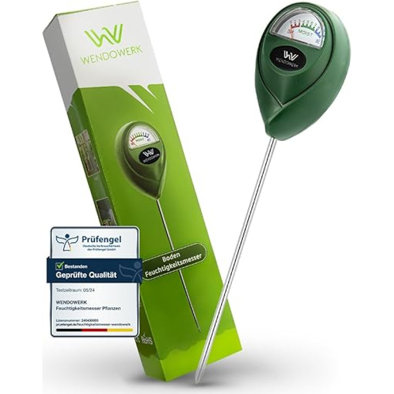 Wendowerk® Soil Moisture Meter for Plants – (Green/Black) – Without Batteries – Improved Moisture Meter Plants (2024) – Premium Soil Tester