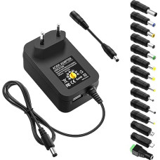 ALITOVE 30 W Universal AC/DC Adapter Switching Power Supply with 14 Pieces Adapter Tips and USB Plug Universal Power Supply for 3V-12V Household Electronics 2500mA Max