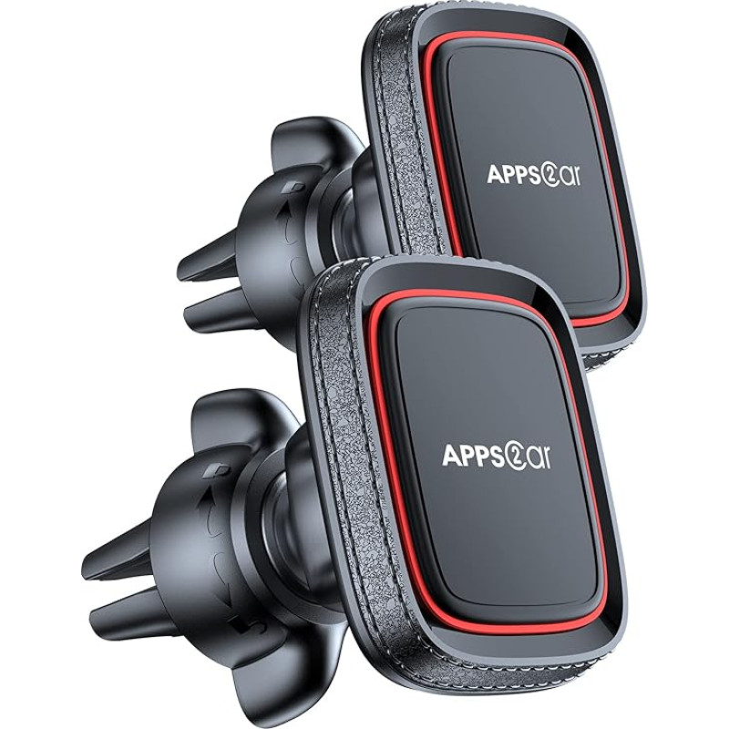 APPS2Car 2 pieces N52 mobile phone holder car magnetic ventilation, universal 360° car mobile phone holder with 6 strong magnets and 4 metal plates, magnetic mobile phone holder for iPhone, Samsung