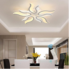 Ganeed Modern LED Ceiling Light 50 W Flush-Mounted Ceiling Light Lighthouse Dimmable Acrylic Flame Shape Ceiling Light Chandelier for Living Room Hallway Bedroom with Remote Control