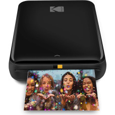 KODAK Step värviline kiirfotoprinter nutitelefonidele, kaasaskantav, Mini, Zink, 5 x 7,5 cm kleepfotod, Bluetooth, ühildub iOS ja Android seadmetega, lõbus redigeerimisrakendus, must