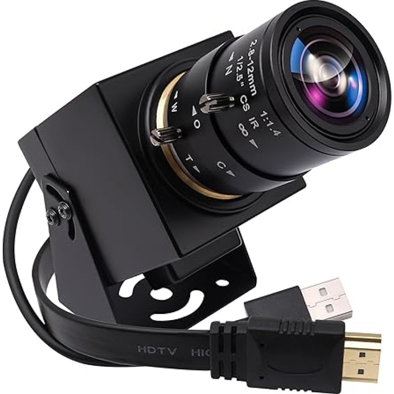 Svpro 4K kaamera USB HDMI Dual Out Manual Zoom veebikaamera arvutile, striimiv veebikaamera 2,8-12 mm CS Mount objektiiviga kaamera lähivõtete tegemiseks, CMOS IMX415 tööstuslik kaamera masinnägemiseks