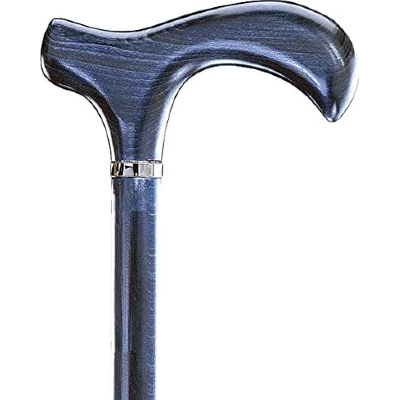 Melbourne Design Walking Stick puidust Derby käepide Denim Blue Stained Satin Finish Platinum Band Elegantne meestele ja naistele koos kummipuhvriga
