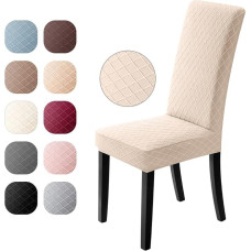 Toolikatted, 2 komplekti, universaalsed Stretch toolikatted, kaasaegne Jacquard-kate, eemaldatav toolikate, söögitoa kate, Bi-Elastiline paigaldatud kate, bankettide kaunistamiseks ja pulmapidudeks (beež, komplekt).