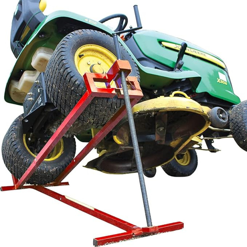 Ride-On muruniiduki tõstuk, teleskoopiline aia muruniiduki tõstuk, 400 kg tõsteseade murutraktorile, punane värv, teleskoopiline versioon 30% väiksema ladustamisruumi jaoks.