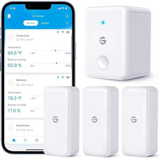 GoveeLife WiFi siseruumide hügromeeter/termomeeter, 3 paketti, nutikas temperatuuri ja õhuniiskuse mõõtja koos rakenduse teavitamise ja andmete salvestamisega, sobib kasvuhoonete, veinikeldrite jaoks.
