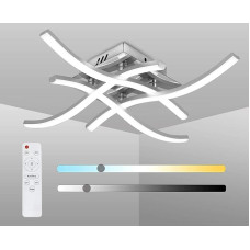 Miyawell LED laevalgusti Elegantne kumer disain 4 sisseehitatud LED-tahvlit 24 W 2000 lm Dimmitav kaasaegne metallist laevalgusti kaugjuhtimispuldiga elutuppa magamistuppa