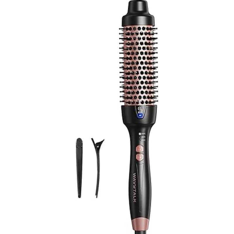 Wavytalk Thermal Brush, Thermal Brush 38 mm Ionic Curl Brush soojendusega, et luua loomulikke lokke, kuum ümmargune harja Blowout Express jaoks, ELi pistik Dual Voltage